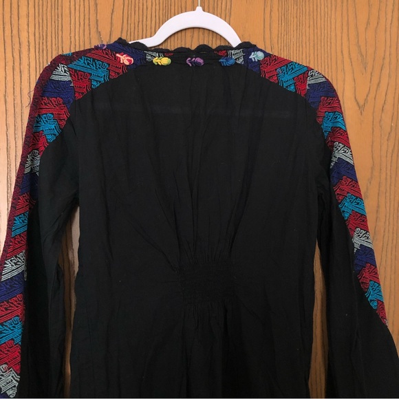 Free People Black‎ Embroidered Tunic Mini Dress - Picture 5 of 7